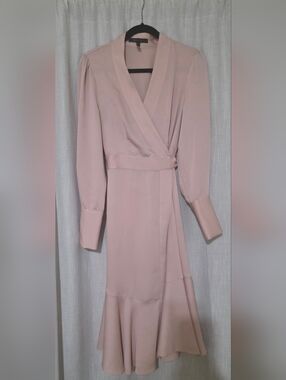 BCBGMaxAzria Dusty Blush Midi Wrap Dress Size Small